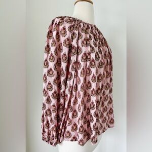 Roller Rabbit Pheasant Printed French Pink Blouse Top New size Small